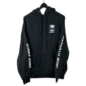 Mens Y2K RARE Momento Mori Mexican Band Black Skull Pullover Hoodie Size 2XL